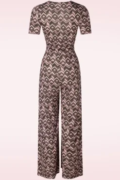 Sale Vintage Chic for Topvintage Gina Geo Print Jumpsuit In Braun