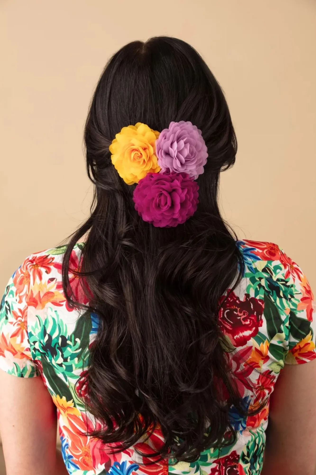 New Urban Hippies Haarblumen Set In Cool Blush, Himbeere Und Solar