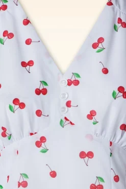 Best Glamour Bunny Harriet Bluse In Weis Mit Kirschen