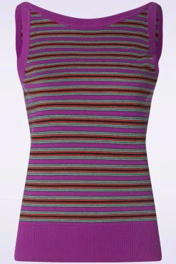 Discount King Louie Hazel Bee Streifen Top In Funkelndem Lila