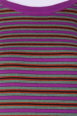 Discount King Louie Hazel Bee Streifen Top In Funkelndem Lila
