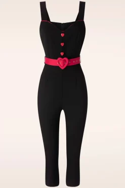 Sale Vixen Heart Buckle Capri Jumpsuit In Schwarz