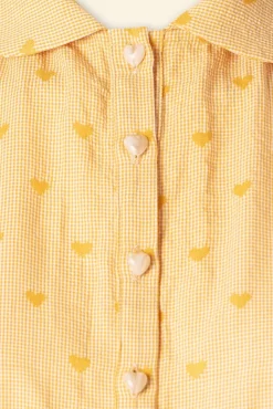 Best Sale Banned Retro Heart On Her Sleeve Bluse In Gelb
