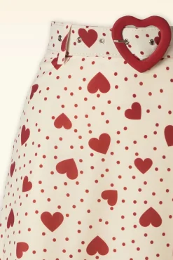 Outlet Vixen Heart Polkadot Midi Rock In Creme