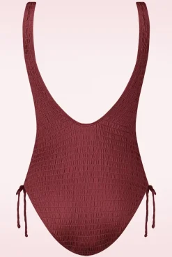 Best TC Beach High Leg Badeanzug In Dunklem Rouge