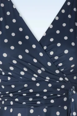 Outlet Vintage Chic for Topvintage Irene Polkadot Cross Over Swing Kleid In Marineblau