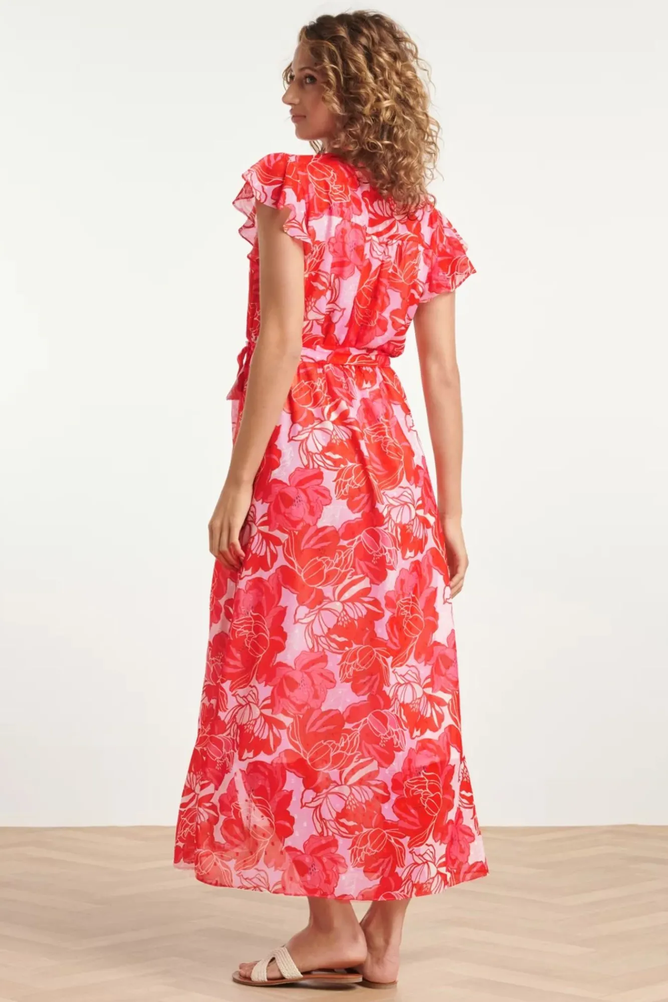 Sale Smashed Lemon Isla Flower Maxi Kleid In Rosa Und Rot