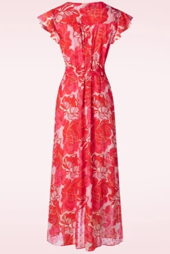 Sale Smashed Lemon Isla Flower Maxi Kleid In Rosa Und Rot