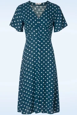 Best Md'M Jeanette Polka Dot Kleid In Marineblau