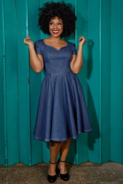 Online Rock-a-Booty Jenna-Anne Swing Kleid Aus Dunklem Denim