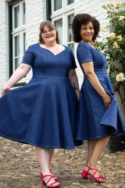 Online Rock-a-Booty Jenna-Anne Swing Kleid Aus Dunklem Denim