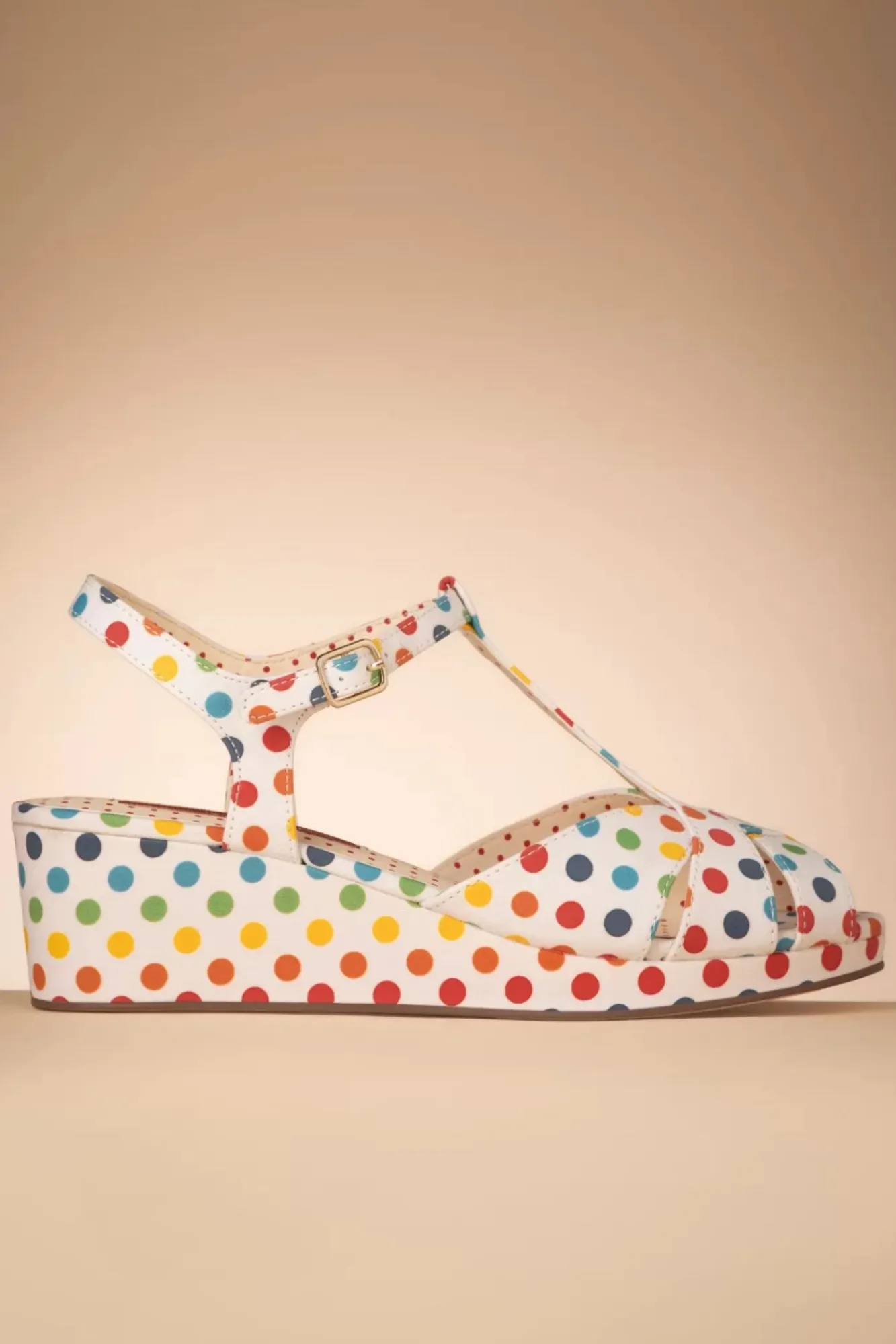 Clearance B.A.I.T. Kira Polkadot Keilsandalen In Weis