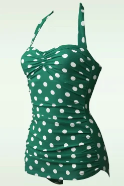 Flash Sale Esther Williams Klassischer Sheat Polkadot Badeanzug In Grun Und Weis