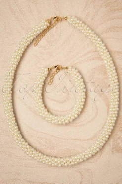 Fashion Topvintage Boutique Collection Klobige Perlenkette In Elfenbein