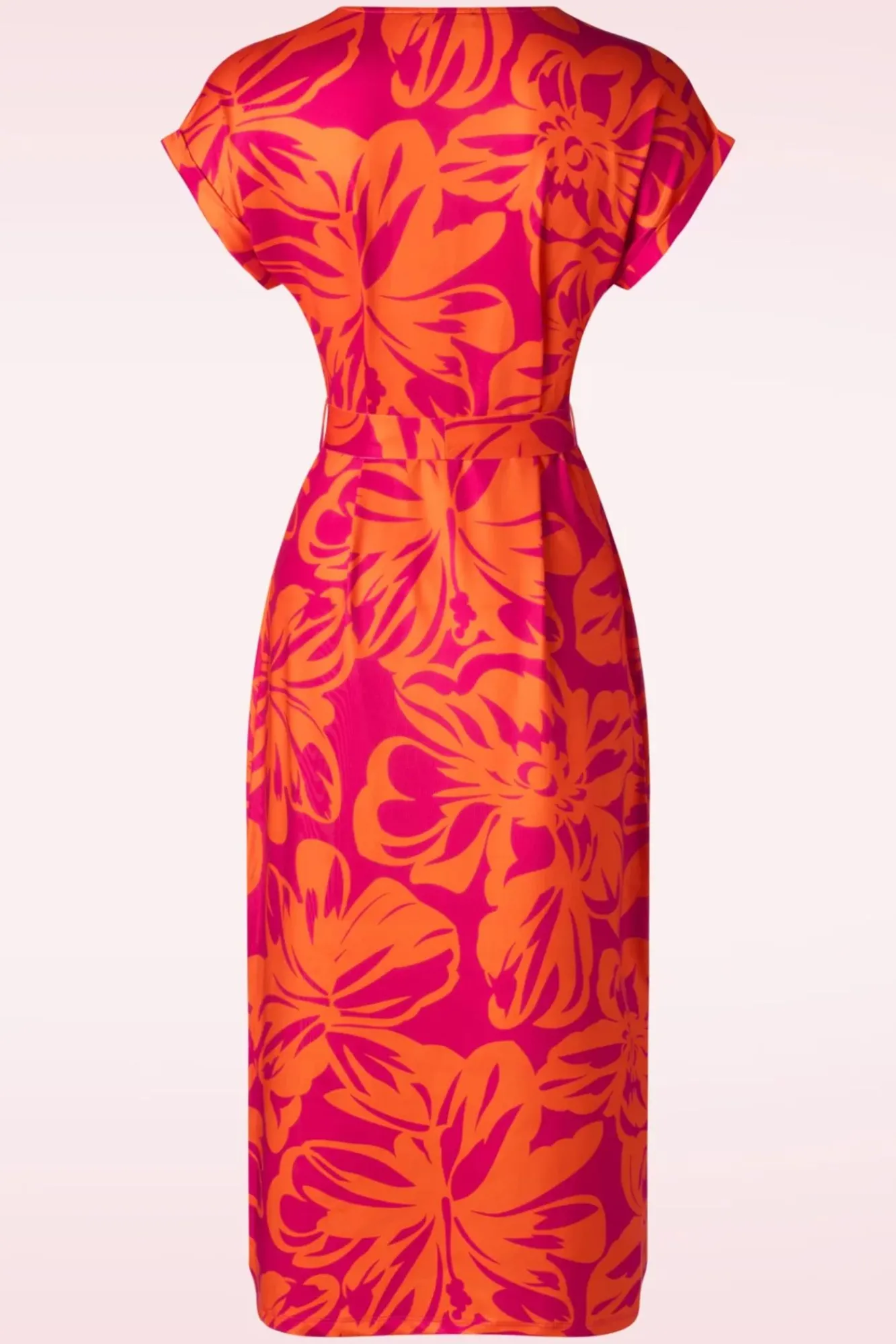 Discount Smashed Lemon Laila Flower Midi Kleid In Orange Und Fuchsia
