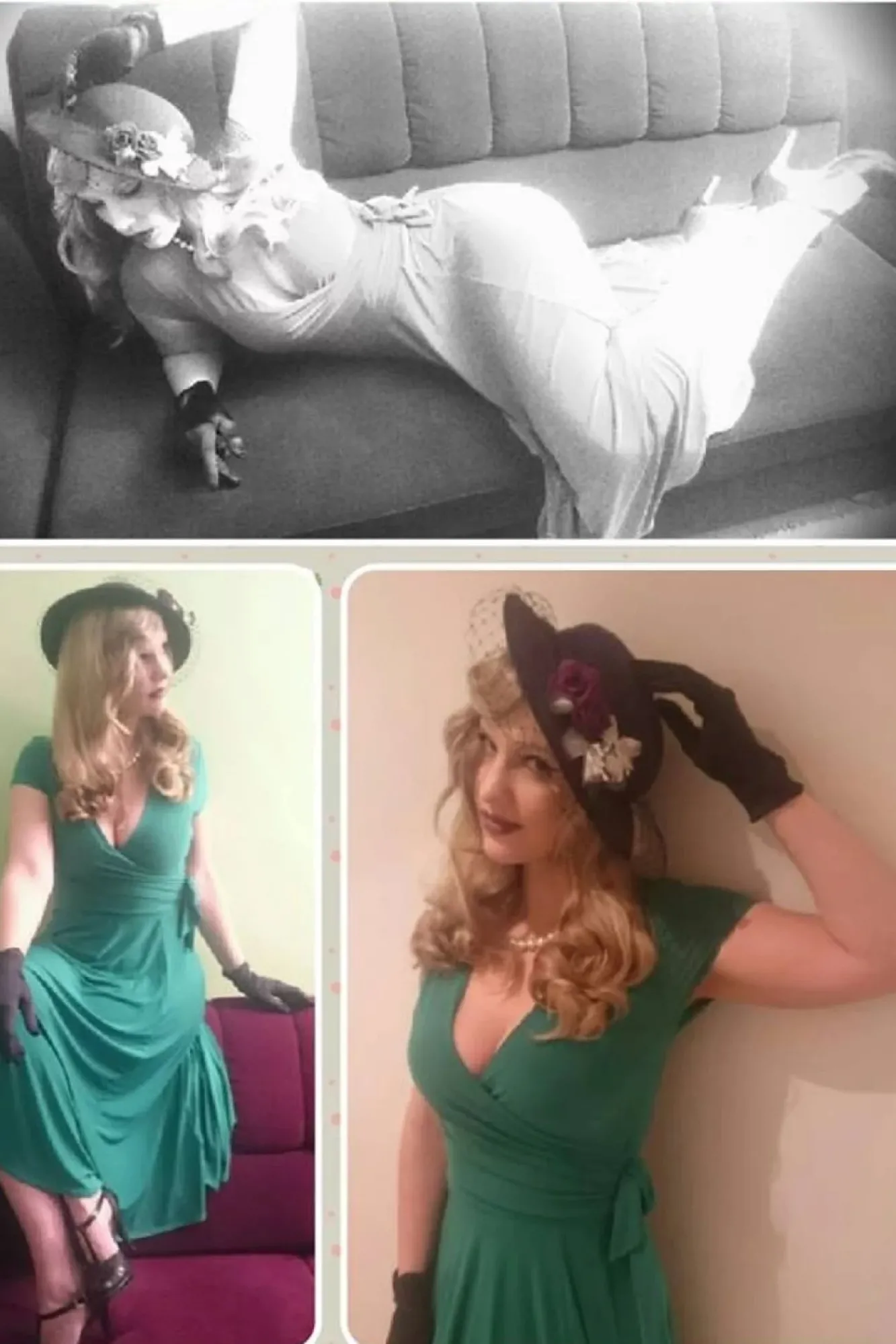 Fashion Vintage Chic for Topvintage Layla Uberkreuzkleid In Grun