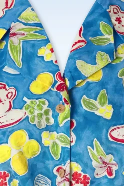 Store Banned Retro Lemon In My Tea Bluse In Blau