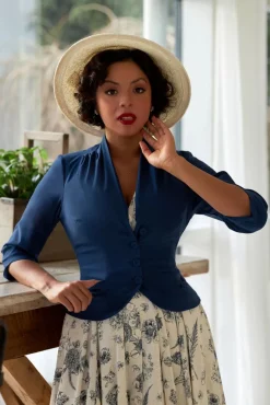 Hot Miss Candyfloss Liza Lee Becoming Versatility Chic Blazer In Marineblau