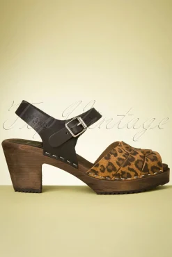 Outlet Lotta from Stockholm Loretta Leder Clogs In Schwarz Und Leopard