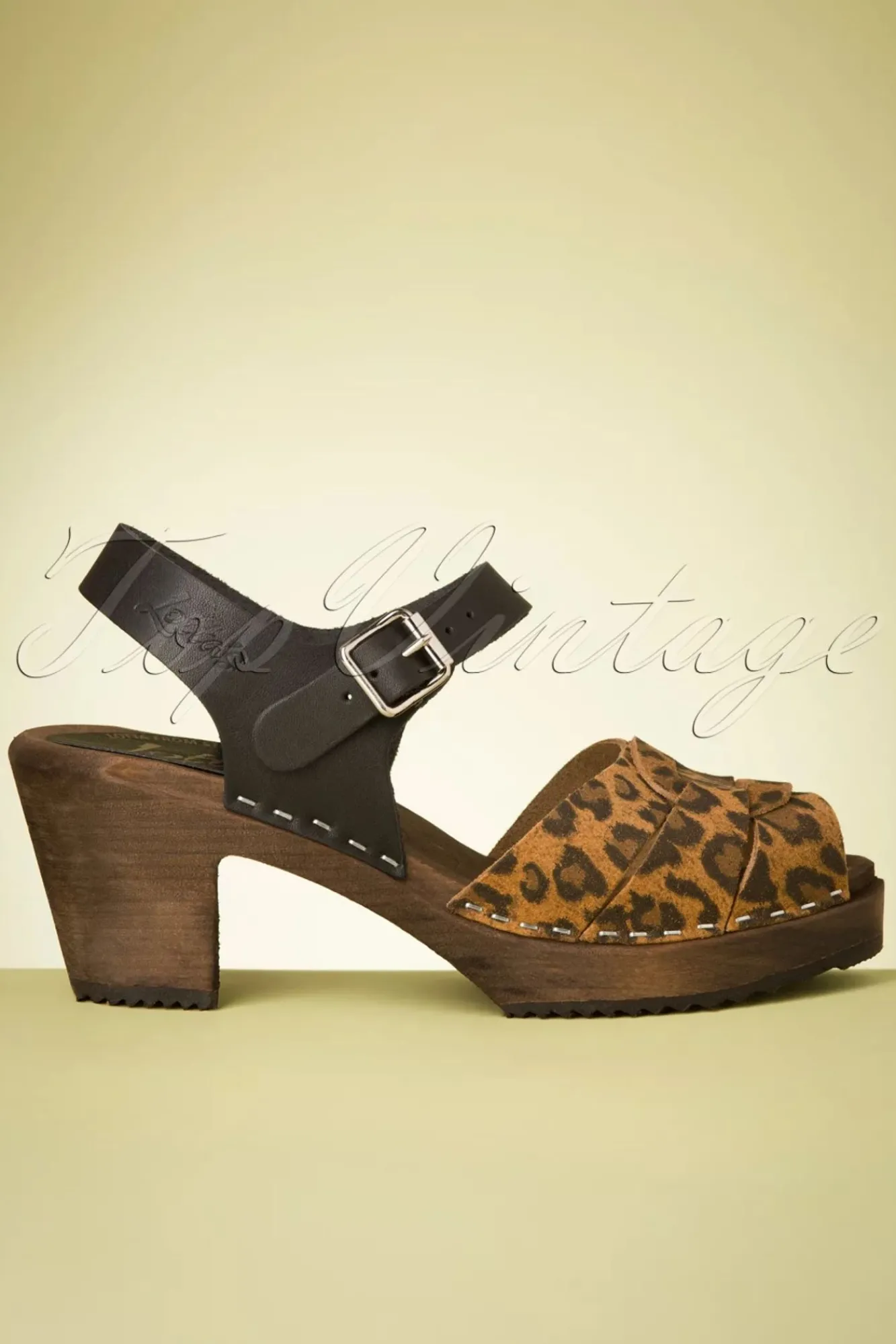 Outlet Lotta from Stockholm Loretta Leder Clogs In Schwarz Und Leopard