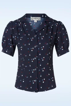 Best Collectif Clothing Luana Chalk Polka Bluse In Marineblau