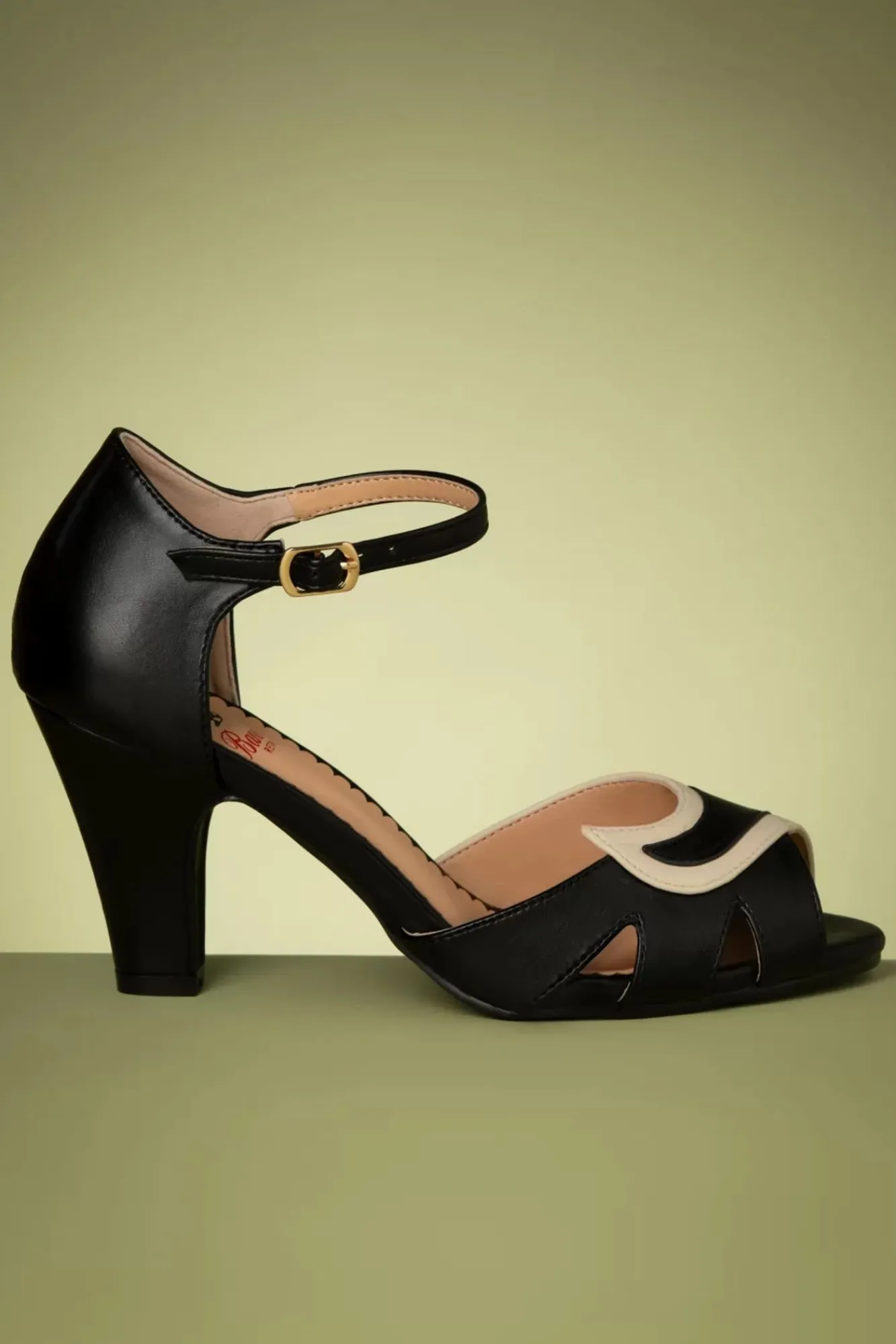 Clearance Banned Retro Mable Peeptoe Pumps In Schwarz