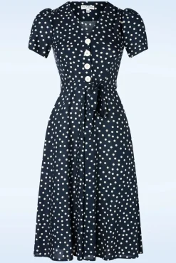 Shop Very Cherry Magnolia Polka Dot Kleid In Marineblau