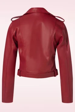 Sale Queen Kerosin Marlon Leder Biker Jacke In Rot
