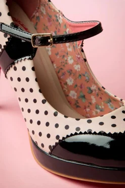 Hot Banned Retro Mary Jane Pumps In Schwarz Und Nude