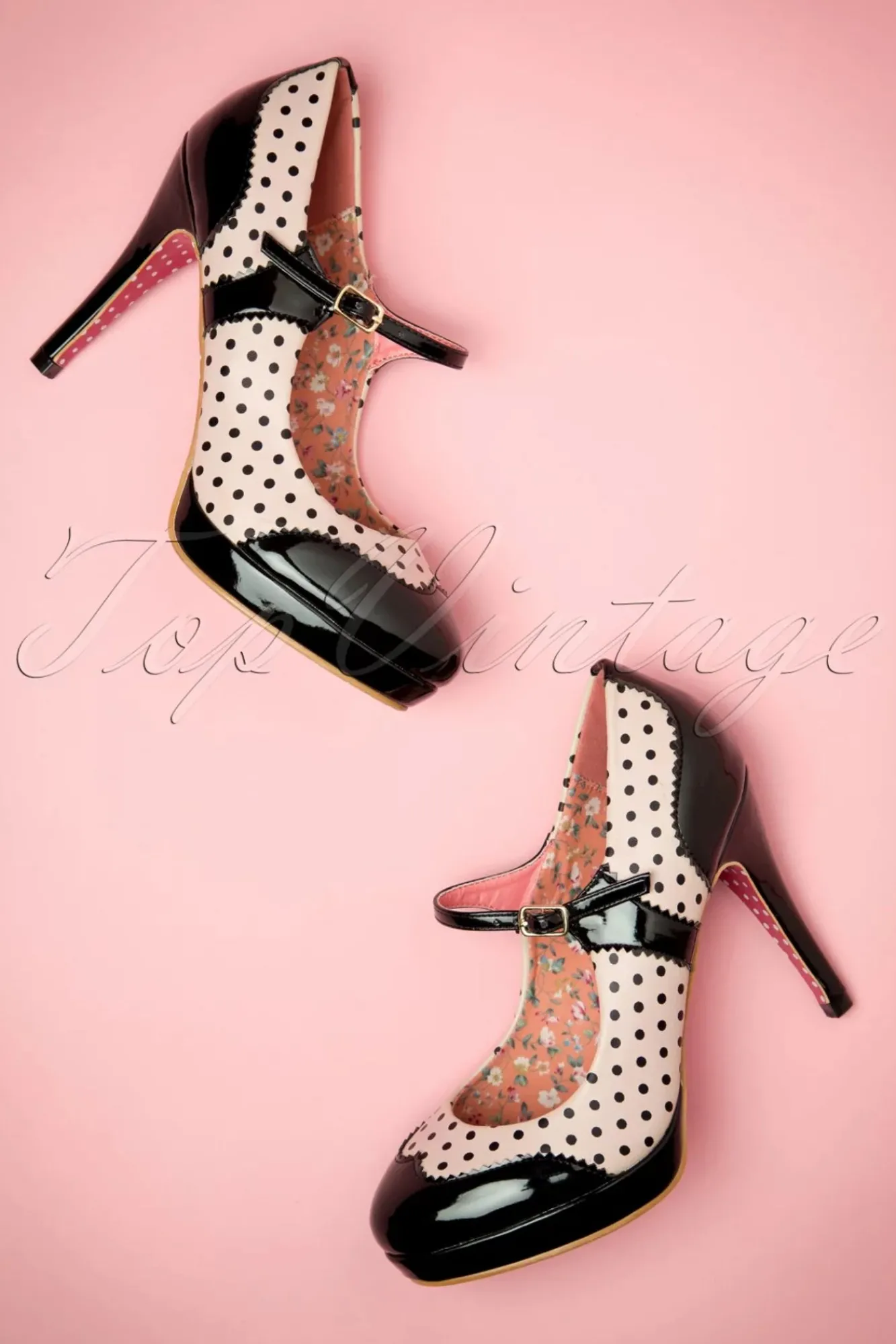Hot Banned Retro Mary Jane Pumps In Schwarz Und Nude