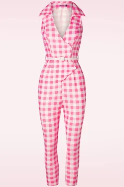 Online Rebel Love Clothing Midge Gingham Jumpsuitin Rosa