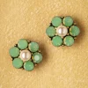 Cheap Lovely Mini-Kristallblumen-Ohrstecker In Seafoam Green