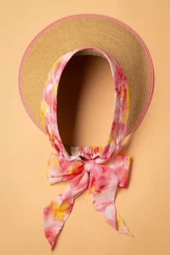 Hot Amici Misha Stroh Visier Hut In Beige Und Pink