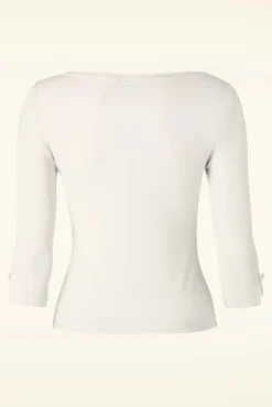 Cheap Banned Retro Modern Love Top In Elfenbein