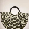 Shop Amici Monaco Gewebte Rattan Tasche In Schwarz Und Weis