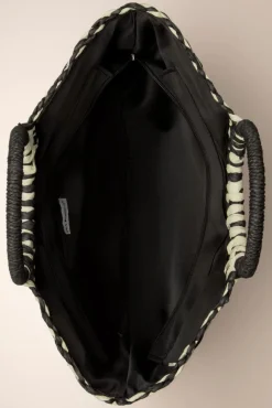 Shop Amici Monaco Gewebte Rattan Tasche In Schwarz Und Weis