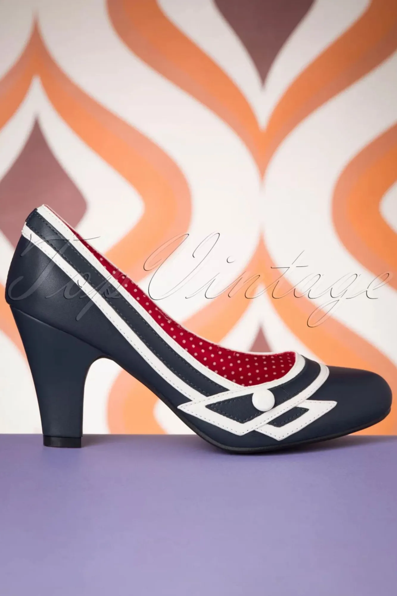 Sale Banned Retro Nautische Kelly Lee Pumps In Marineblau