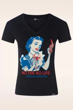 Online Queen Kerosin No Gin No Life T-Shirt In Schwarz