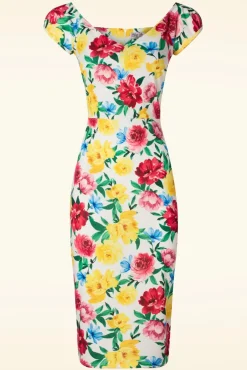 New Vintage Chic for Topvintage Nori Floral Etuikleid In Weis