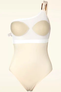 Outlet TC Beach One-Shoulder-Badeanzug In Ecru
