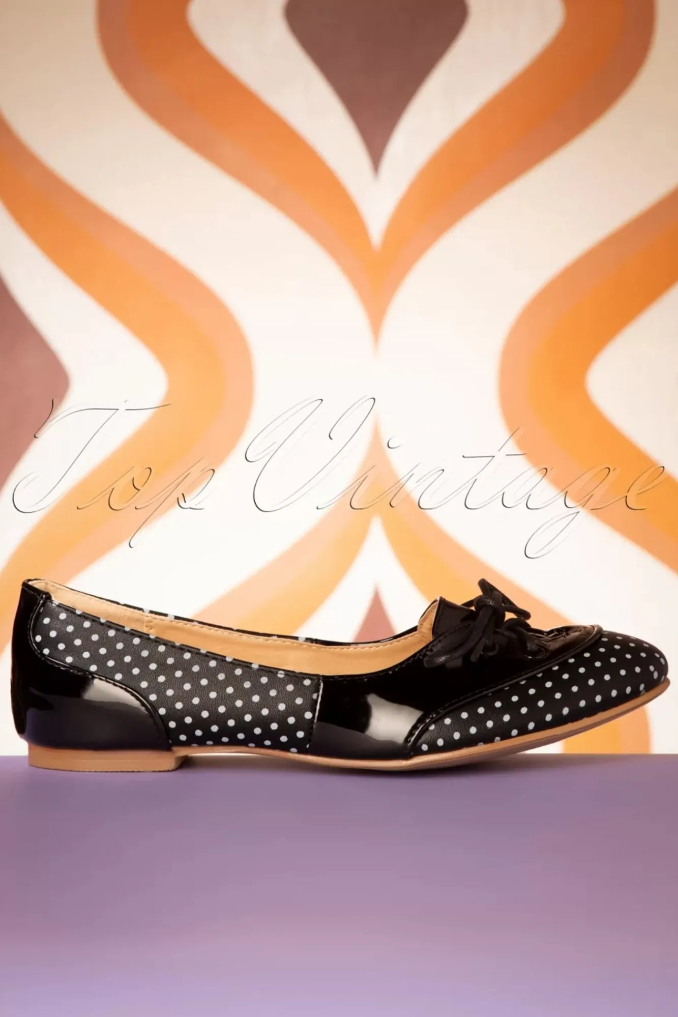 New Banned Retro Oxford Isabella Flats In Schwarz