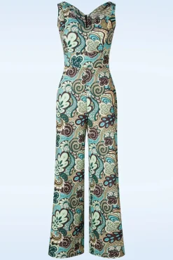 Hot Vintage Chic for Topvintage Paisley Jumpsuit In Grun Und Braun