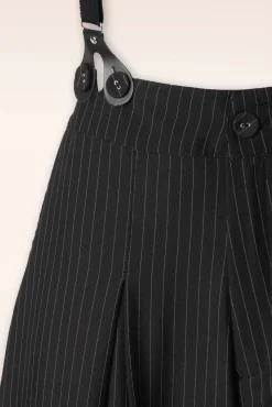 Flash Sale Vixen Pinstripe Hosentrager Weites Bein Hose In Schwarz