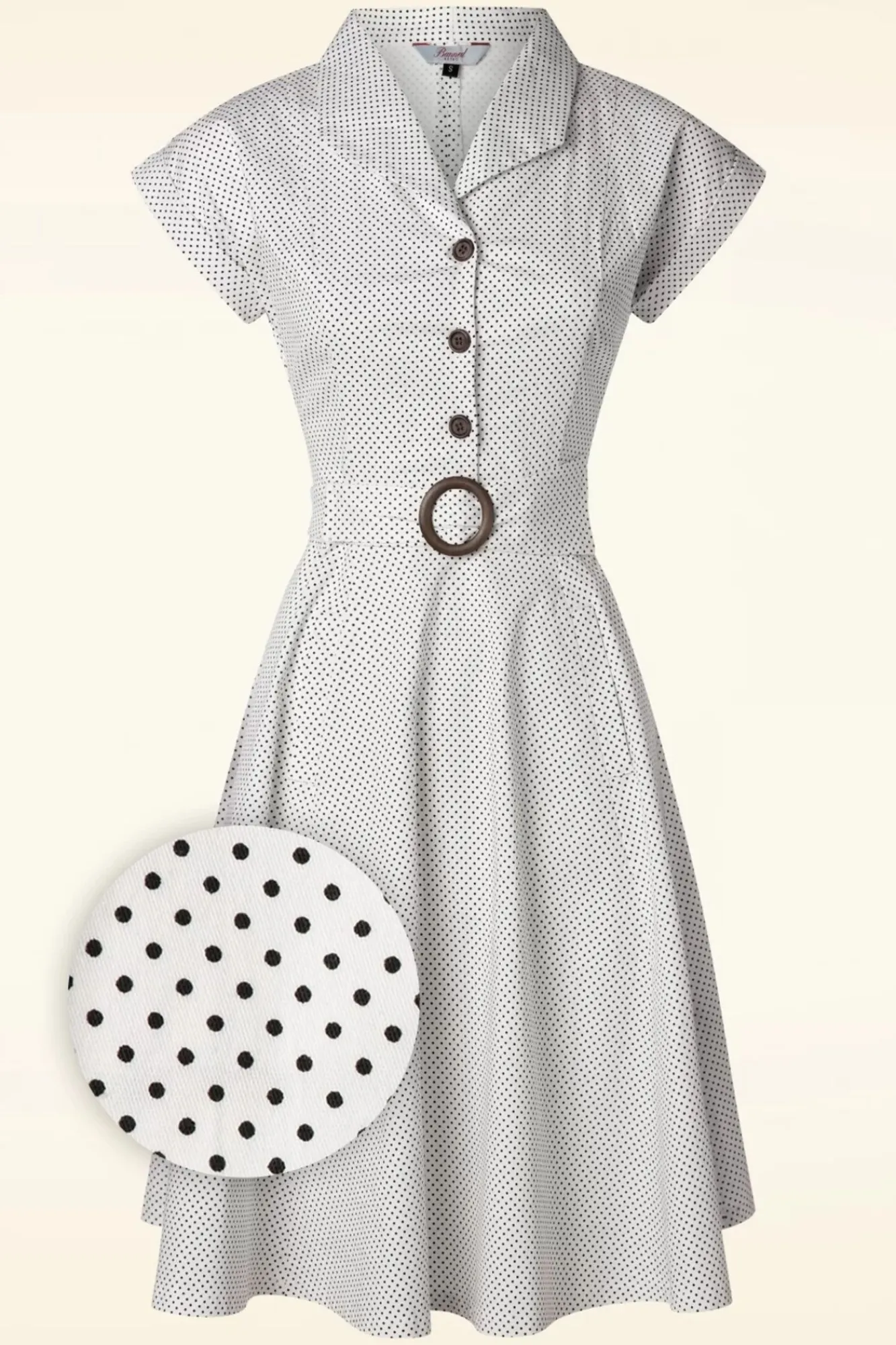 Fashion Banned Retro Polka Dot Tanz Kleid In Off White