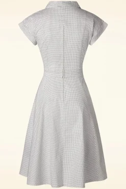 Fashion Banned Retro Polka Dot Tanz Kleid In Off White