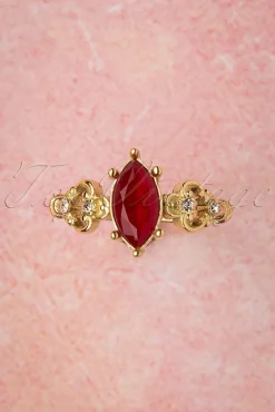 Outlet Topvintage Boutique Collection Queen Off Duty Ring In Gold Und Rot