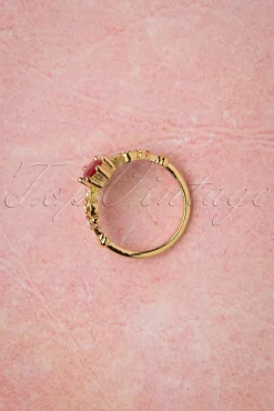 Outlet Topvintage Boutique Collection Queen Off Duty Ring In Gold Und Rot