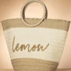Best Sale Smashed Lemon Raffia Boho Tragetasche In Sand