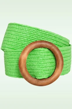 Outlet Smashed Lemon Raffia Gürtel In Limette