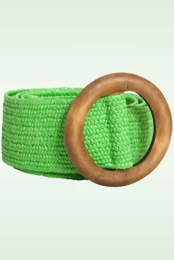 Outlet Smashed Lemon Raffia Gürtel In Limette